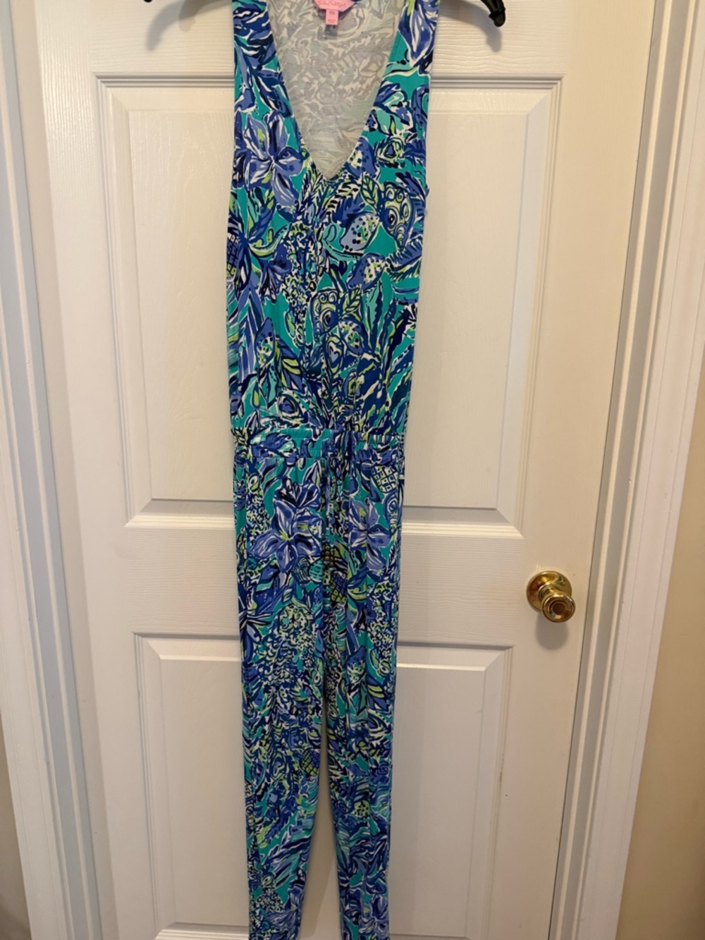 Lilly Pulitzer Blue Teal V-Neck Jumpsuit